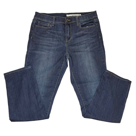 DKNY Jeans Size 8 / 30 Straight Leg Mid Rise Cropped Dark Wash Blue Denim - Picture 1 of 10